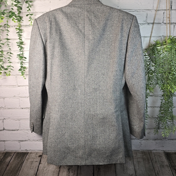 Corneliani C C Collection Wool Cashmere Gray Blazer Herringbone Mens Size 40R - Picture 8 of 12